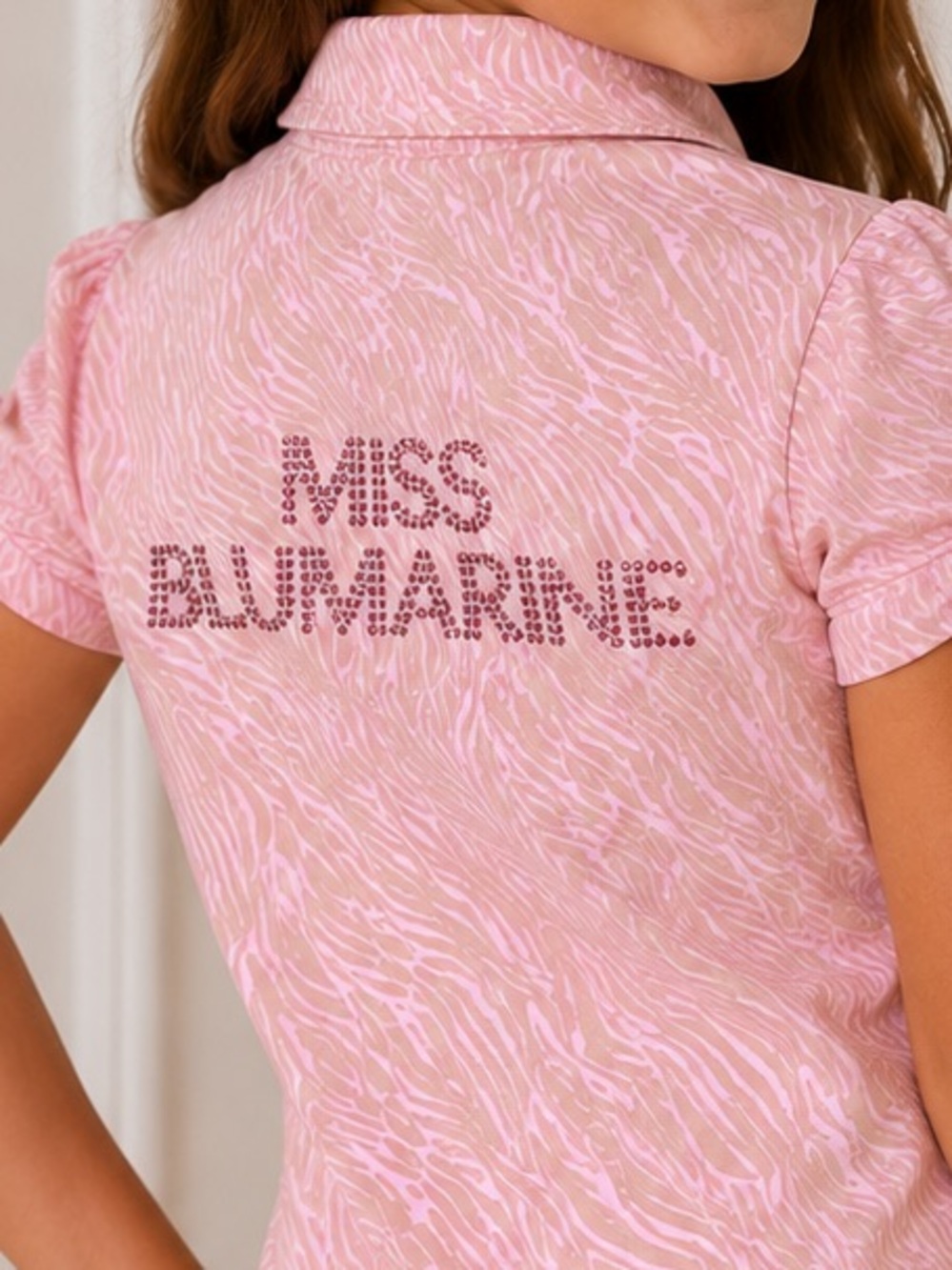 Miss Blumarine Girls 6T Pink Brown Zebra Print Polo Made in Italy